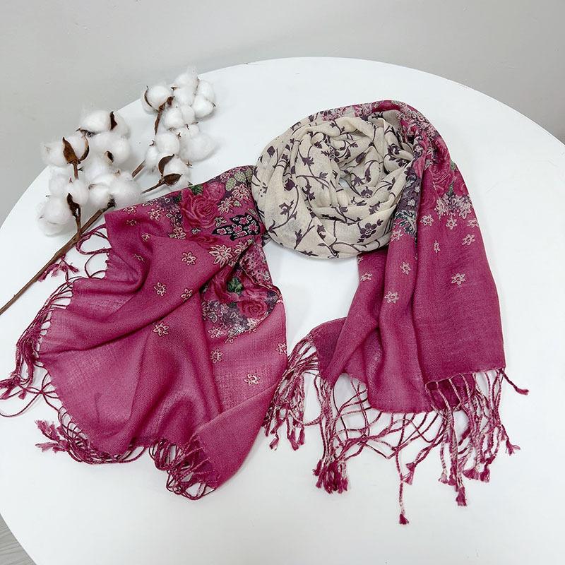 Clearance 60 Wool Printed Scarves Thin Wool Scarves Solid Color Bright Red Women'S Shawls Silk Scarves Versatile