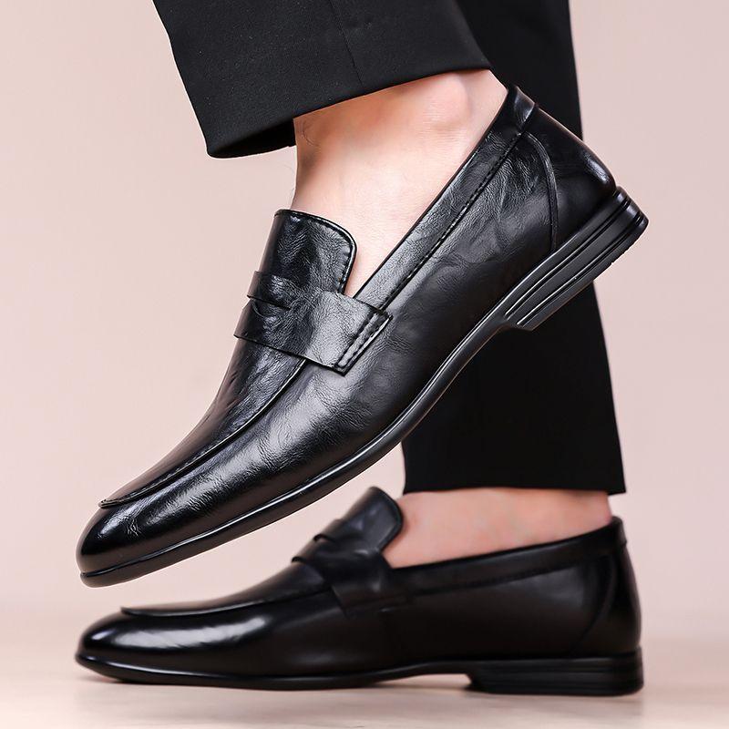 Leather shoes men's soft soles are lightweight and versatile autumn new lazy Doudou shoes