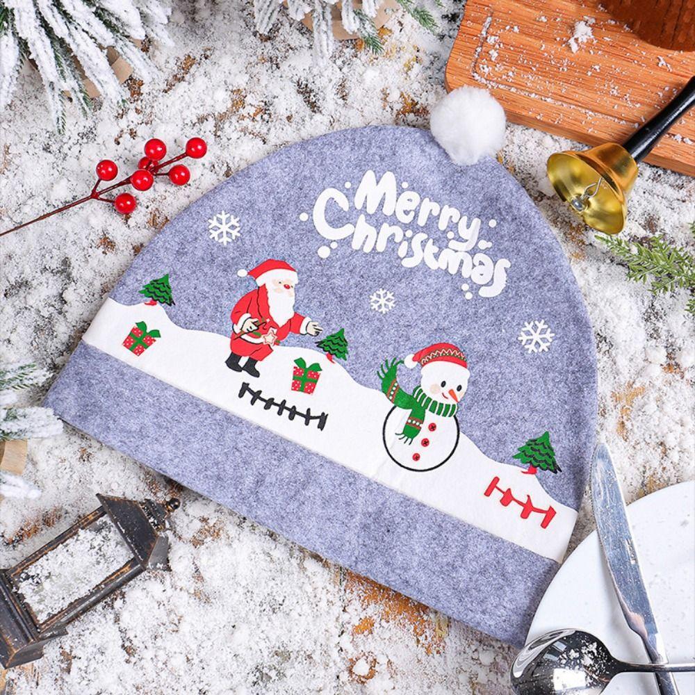 2pcs/set Cartoon Christmas Car Seat Cover Snowman Car Chair Christmas Hat  New Year