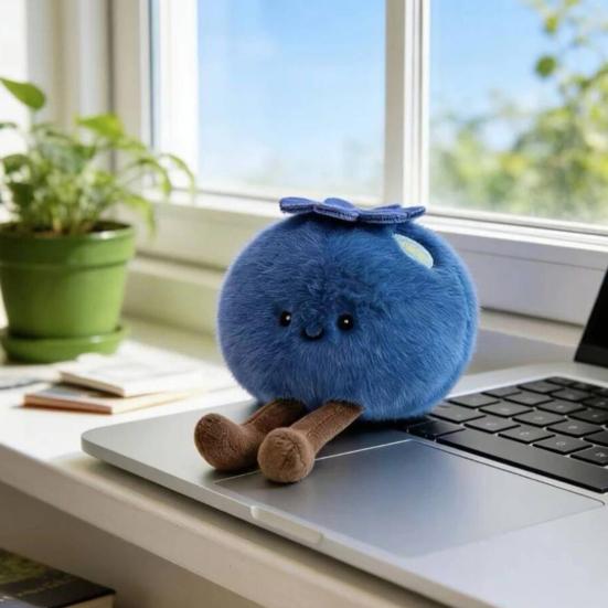Portachiavi Ciondolo Peluche Cartone Animato Mirtillo con Cordino Zaini Forma Portachiavi Decorativo Borse Auto Portafogli Ciondolo
