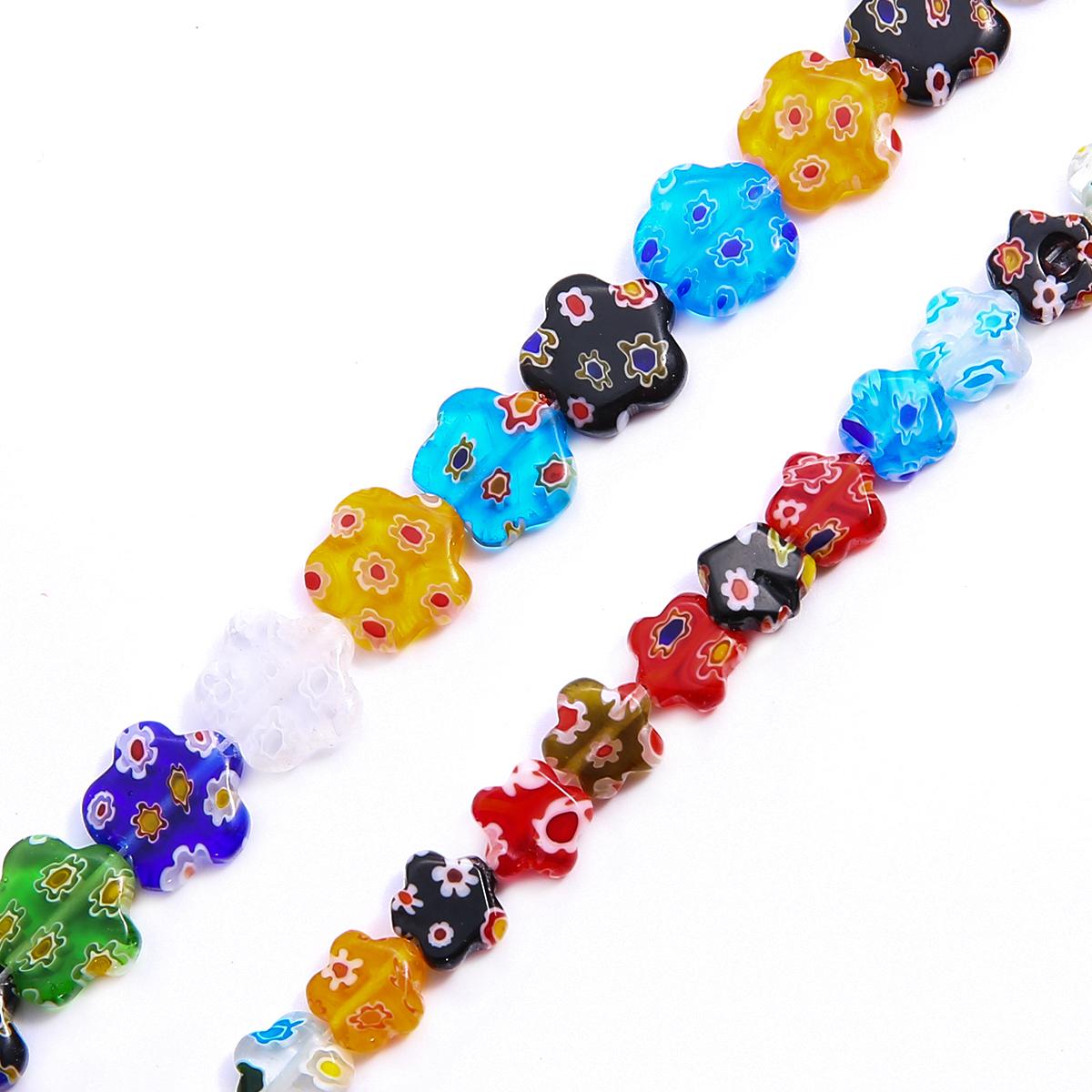 

10/12 мм разноцветные бусины с цветком сливы миллефиори, стеклянные бусины лэмпворк для самостоятельного изготовления ювелирных изделий 12mm 27pcs