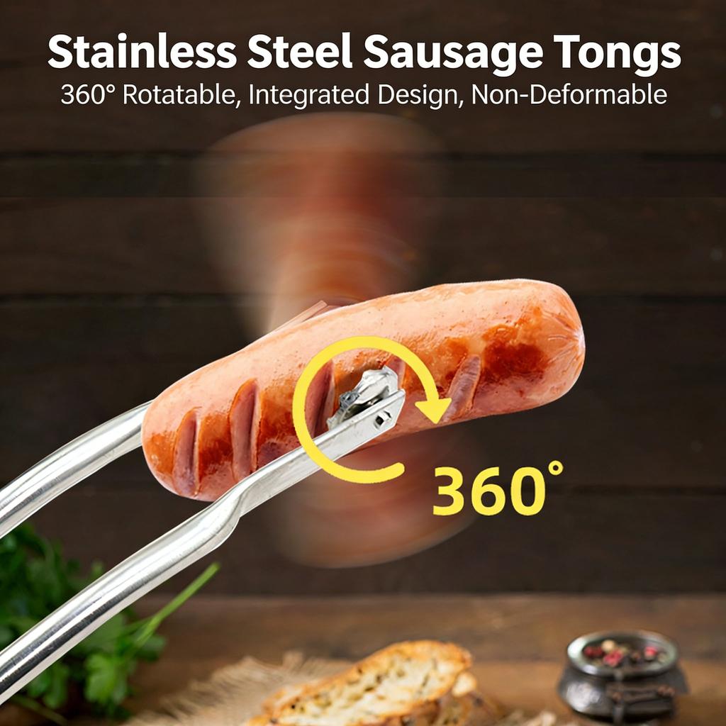 Multipurpose Kitchen Tongs with Long Handle Cooking Tongs Kitchen Sausage Turning Tongs Korean Camping Barbecue Accessories