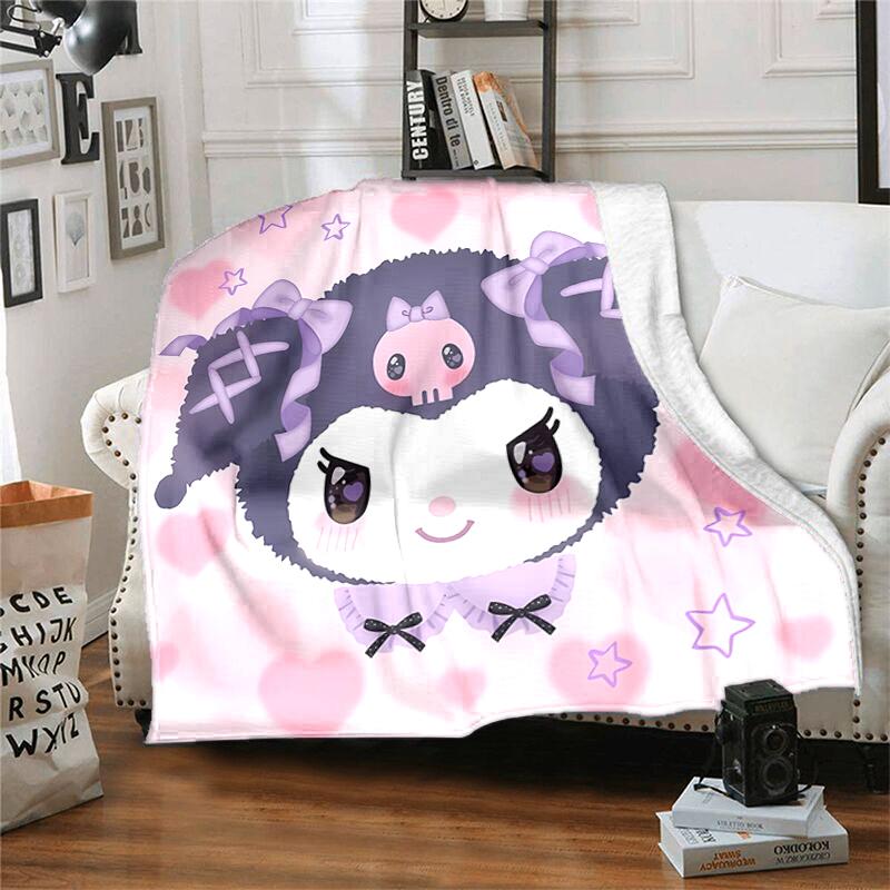 1pc Blanket Sanrio Kuromi2 Print Design, Lightweight Blanket for Sofa, Bed- Soft &Warm, Gift for All Seasons Like Christmas, Halloween