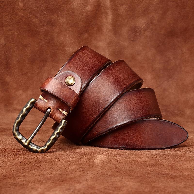 

Мужской ремень в стиле ретро, стираный, в стиле ретро, индивидуальный, модный, утолщенный, из натуральной кожи крупного рогатого скота, универсальный ремень для джинсов 130cm