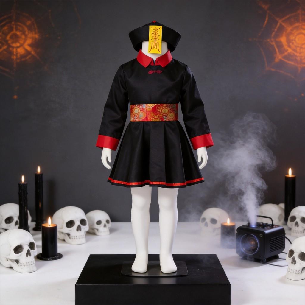 Chinese Dynasty Style Zombie Costume Set With Hat And Belt For Themed Events And Halloween