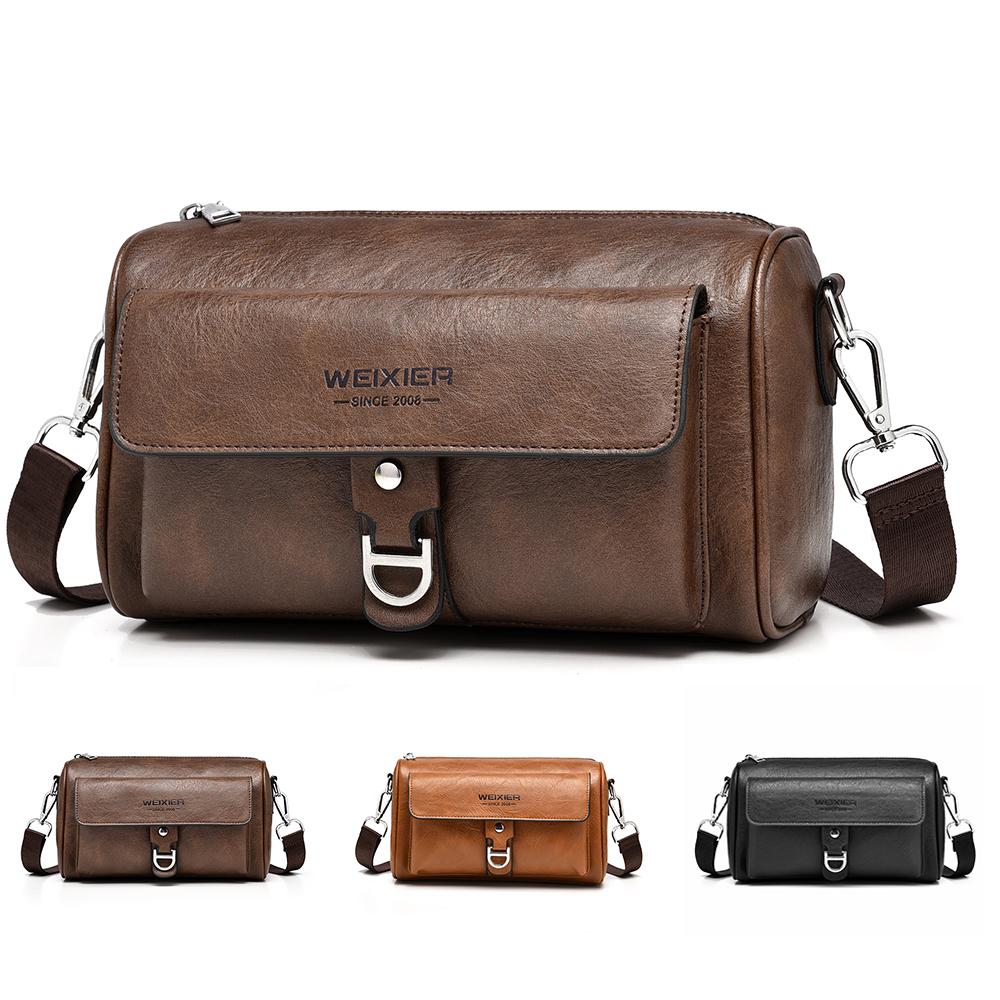 WEIXIER Men's Leather Crossbody Shoulder Bag Classic Waterproof Briefcase Messenger Satchel Travel Bag