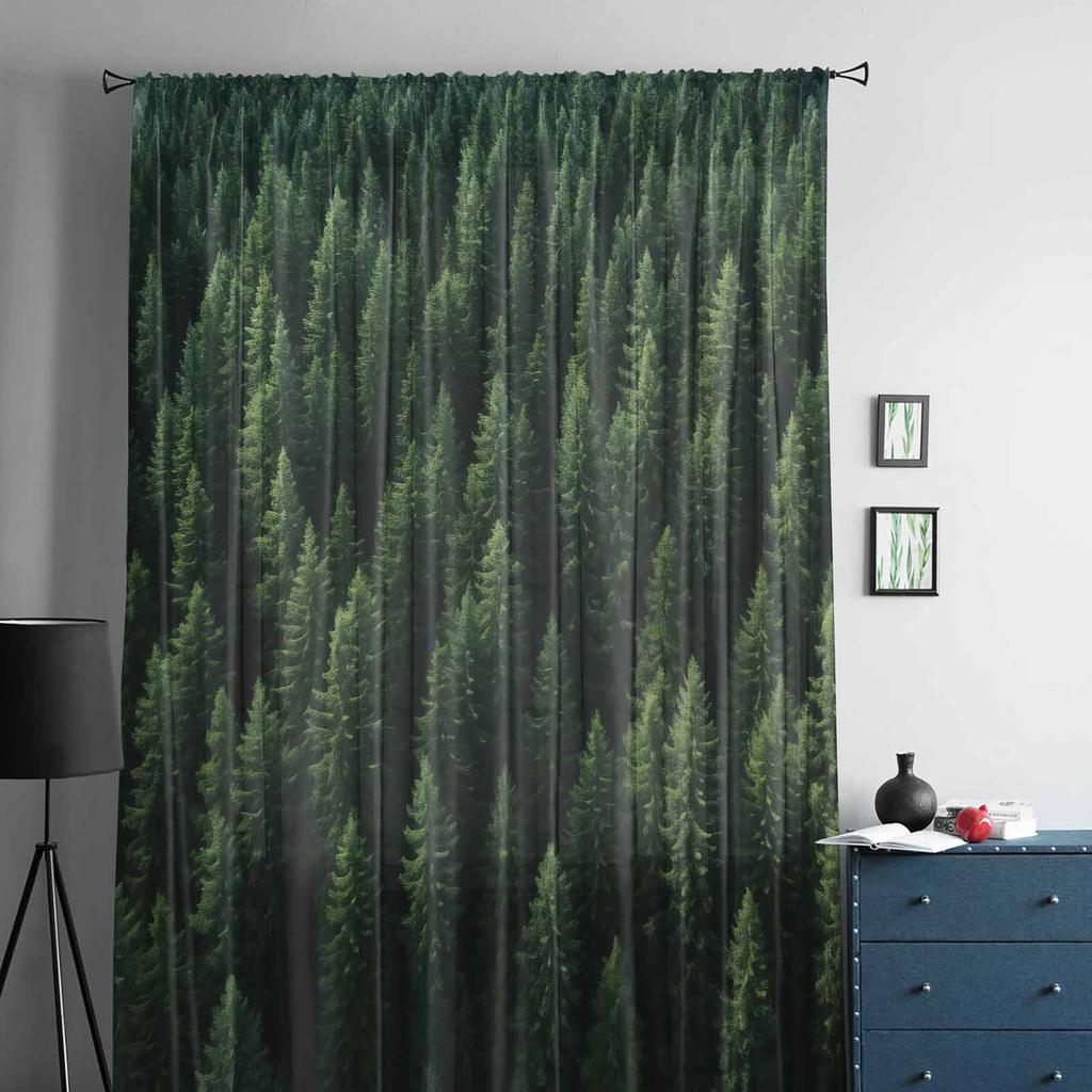 Tapeta Las Drzewo Jesień Tiulowe Zasłony Okienne do Sypialni Luksusowy Wystrój Domu Zasłony w Salonie Panele Szyfonowe