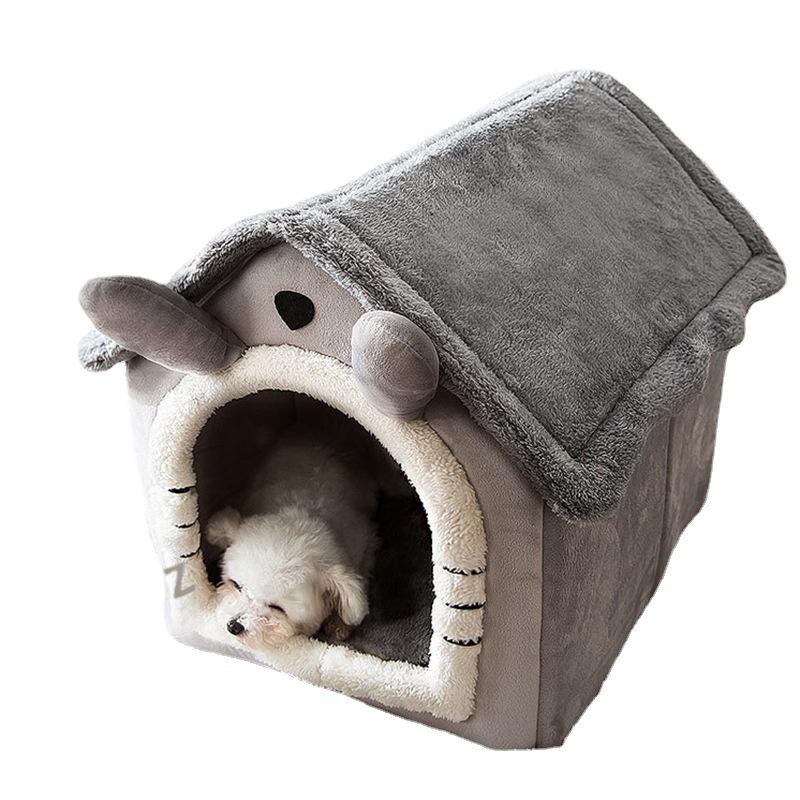 Waschbares Hunde- und Katzenbett - Vier Jahreszeiten, Kleine/Mittlere Rassen, Teddy-Stoff