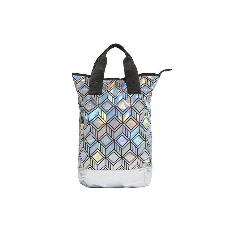 

Adidas Originals Trefoil BP Top 3D Glossy Zipper Faux Leather Tote Backpack Unisex Backpack Iridescent-Silver GE5447 Dazzling Color Silver