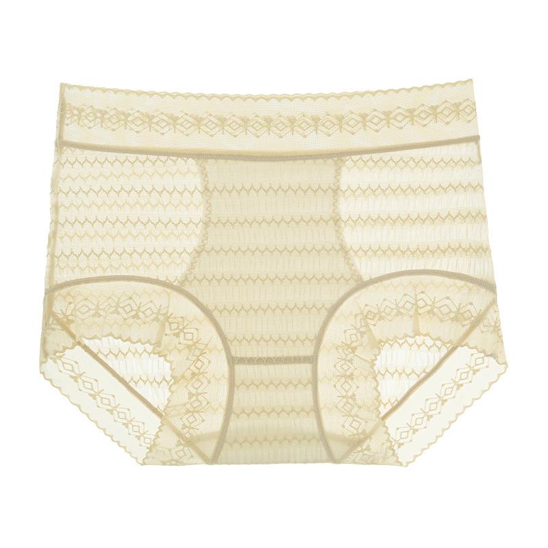 Large Size Female Spring and Summer Thin Lace Seamless Waist Antibacterial Extended Crotch Triangle Briefs