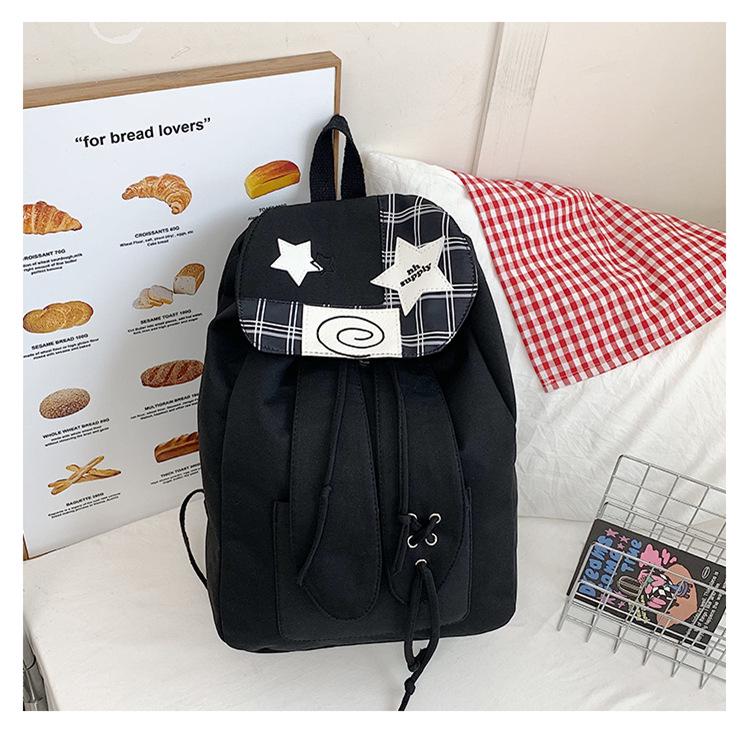 2026 Minimalist Lightweight Plaid Backpack - Large Capacity, Versatile for Students and Commute. чёрный