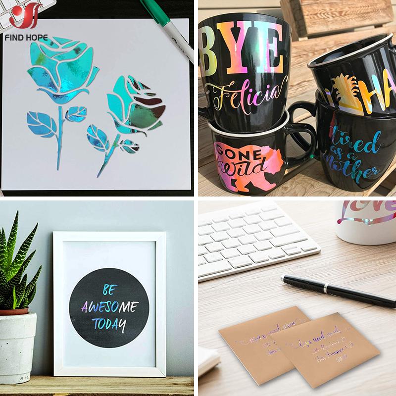 12in X 39in Holographic Gradient Adhesive Vinyl Crafts DIY Xmas Sign Wall Mug Decals Stickers Decor For Cut Silhouette Cameo