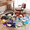 Genshin Impact Muster Runder Teppich, Innen-/Außenmatte, für Picknick, Spielzimmer, Schlafzimmer, Büro, Wohnzimmer, Heimdeko Teppich, Geburtstagsgeschenk