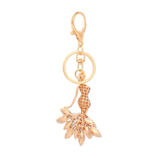 Keychain Pendant 3D Electroplated Mermaid Design Sparkling Rhinestones Inlaid Key Chain with Lobster Clasp Key Ring Bags Accessories