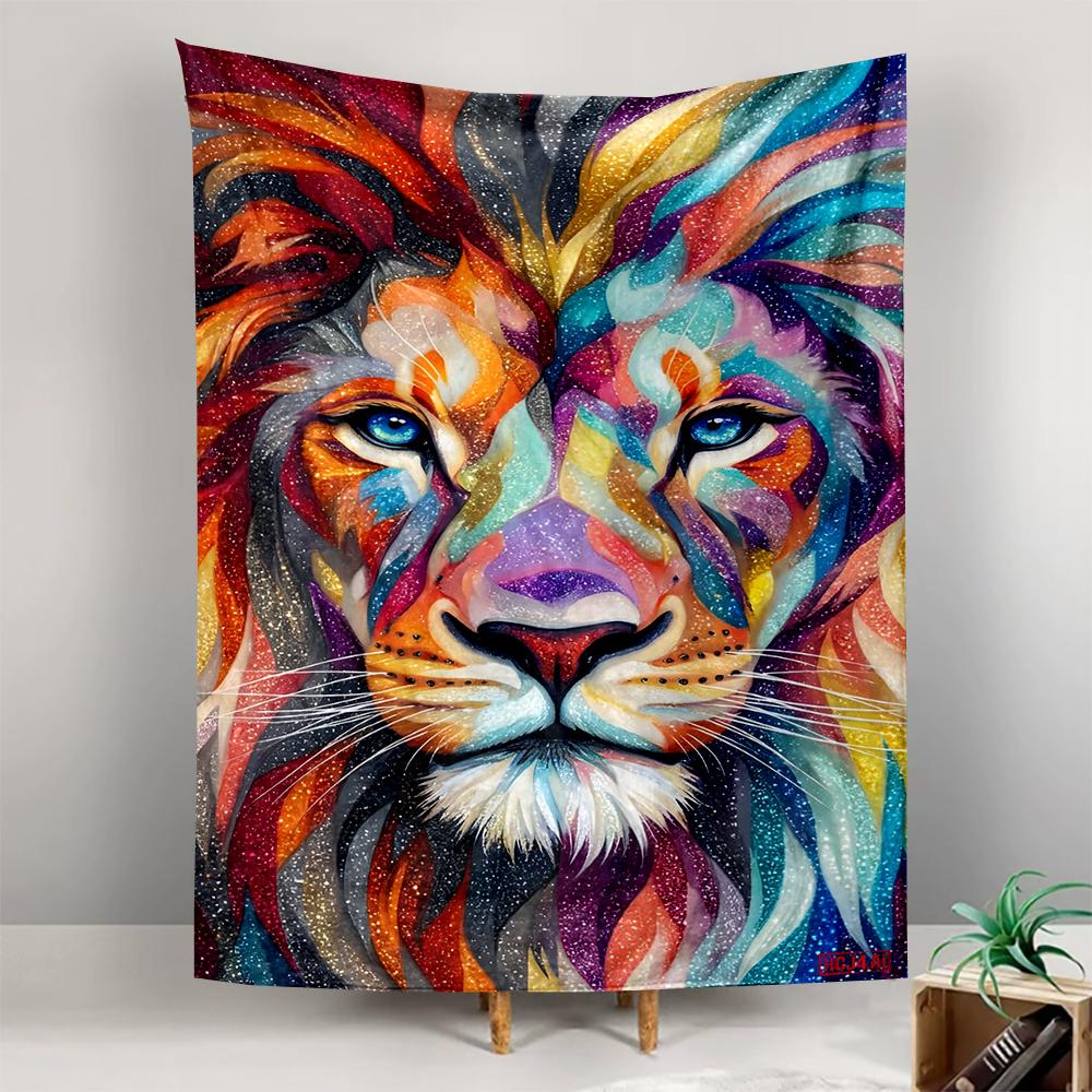 Colorful Lion Abstract Art Patterned tapestry for bedroom and living room home decor