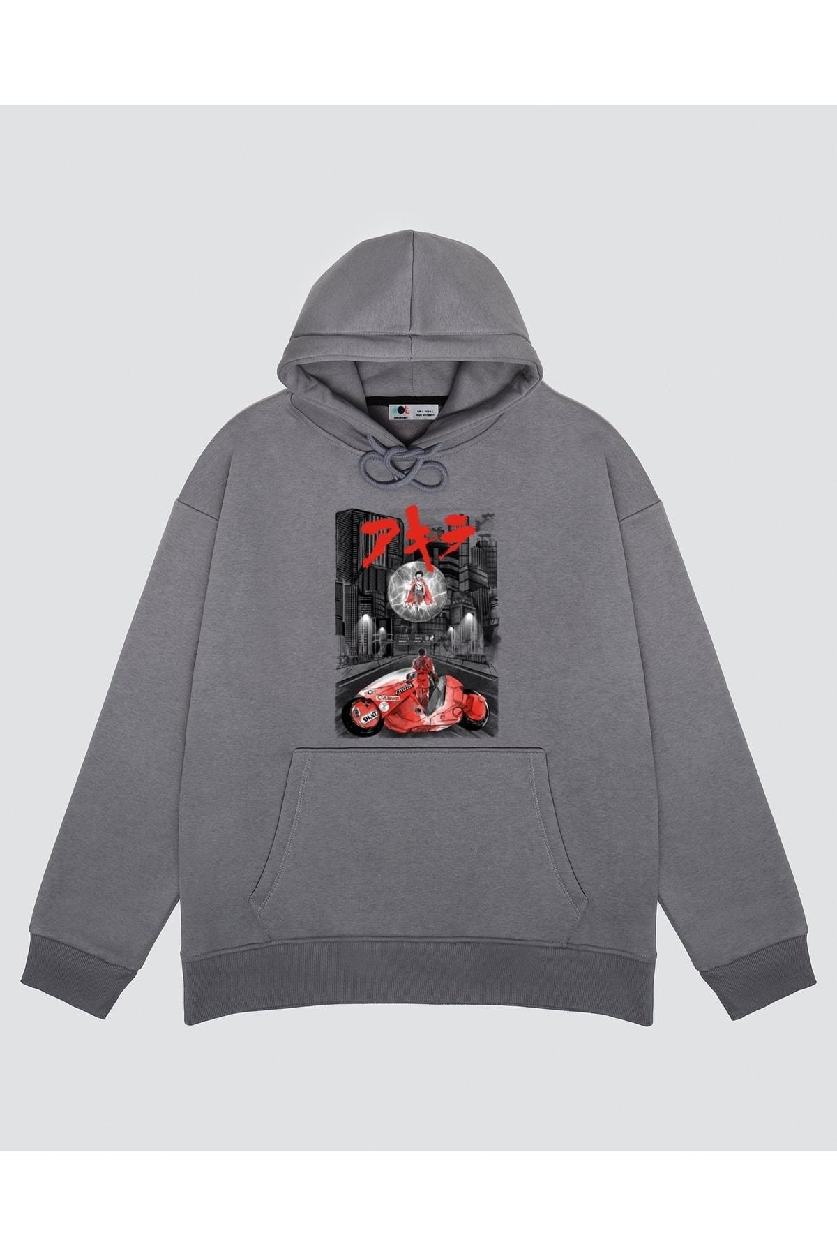 

Unisex Gri Kapşonlu Sweatshirt Welcome To Neo-tokyo