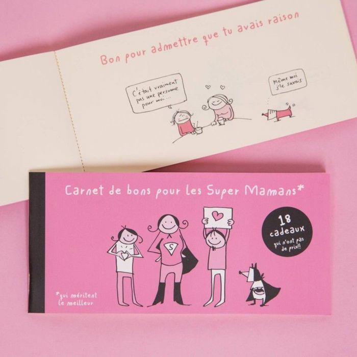 Carnet de bons - Super Maman - 18 bons - Multicolore - Papier (18 x 8,5 cm)