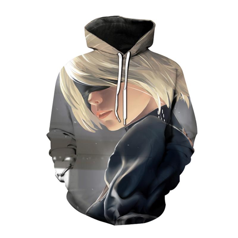 Nier Automata Hoodies Anime Game 3D Print Sweatshirt Men Women Fashion Oversized Hoodie Harajuku Pullover Coat