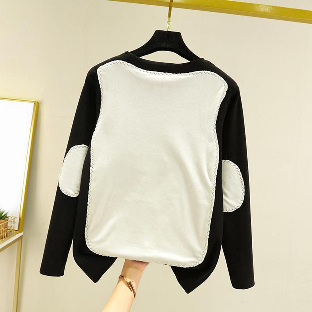 Ladies' Loose Comfortable Casual Fashionable And Warm Underwear With Seamless Round Neck And Thick Velvet Top