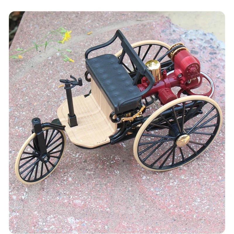 1/12 1886 Vintage Classic Car No.1 Alloy Car Model Simulation Tricycle Toy for Children Gift Collection F499