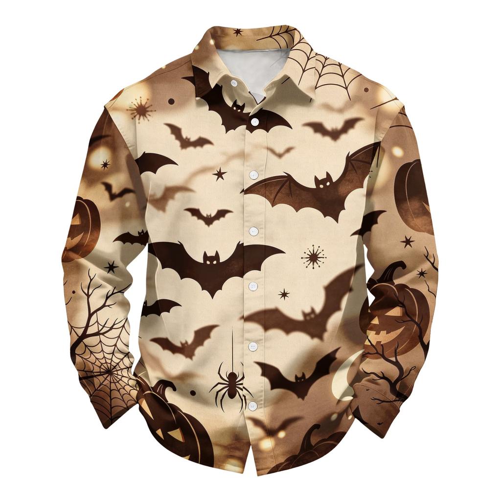 Men's Loose Fit Long Sleeve Collared Shirt Vintage Casual Breathable Button Down Shirt for Autumn Spring Daily Outdoor Workwear