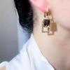 New Exquisite Geometric Brown Zircon Earrings for Women Fashionable Personalized Daily Accessories Party Jewelry Birthday Gifts