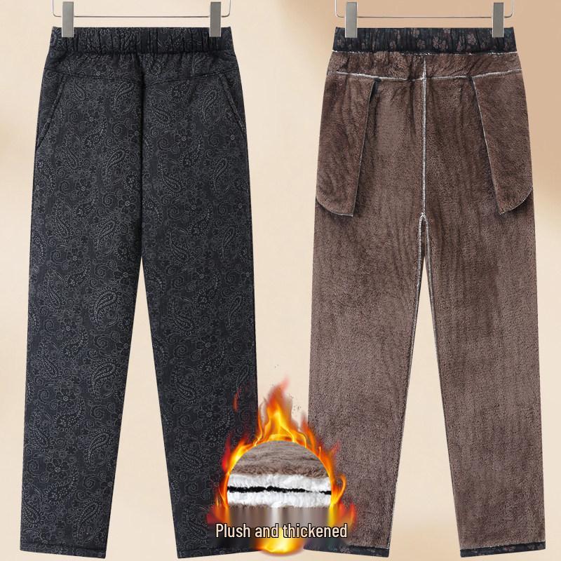 Mom's Cotton Velvet Thick Warm Winter Pants for Elderly Women