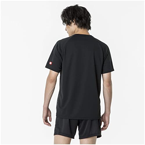 Mizuno Tričko na stolní tenis, Krátký rukáv, Výstřih do V, Unisex, Odvádějící vlhkost, Rychleschnoucí, Certifikováno JTTA, 82JAA001, Černé, Velikost S
