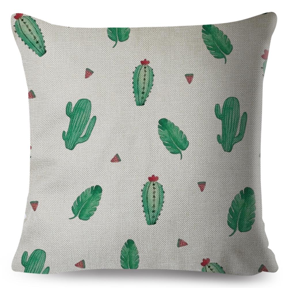 Scandinavian Style Cushion Cover Hand Drawn Cactus Floral Design Soft Square Pillow Gift Home Decor Xcm