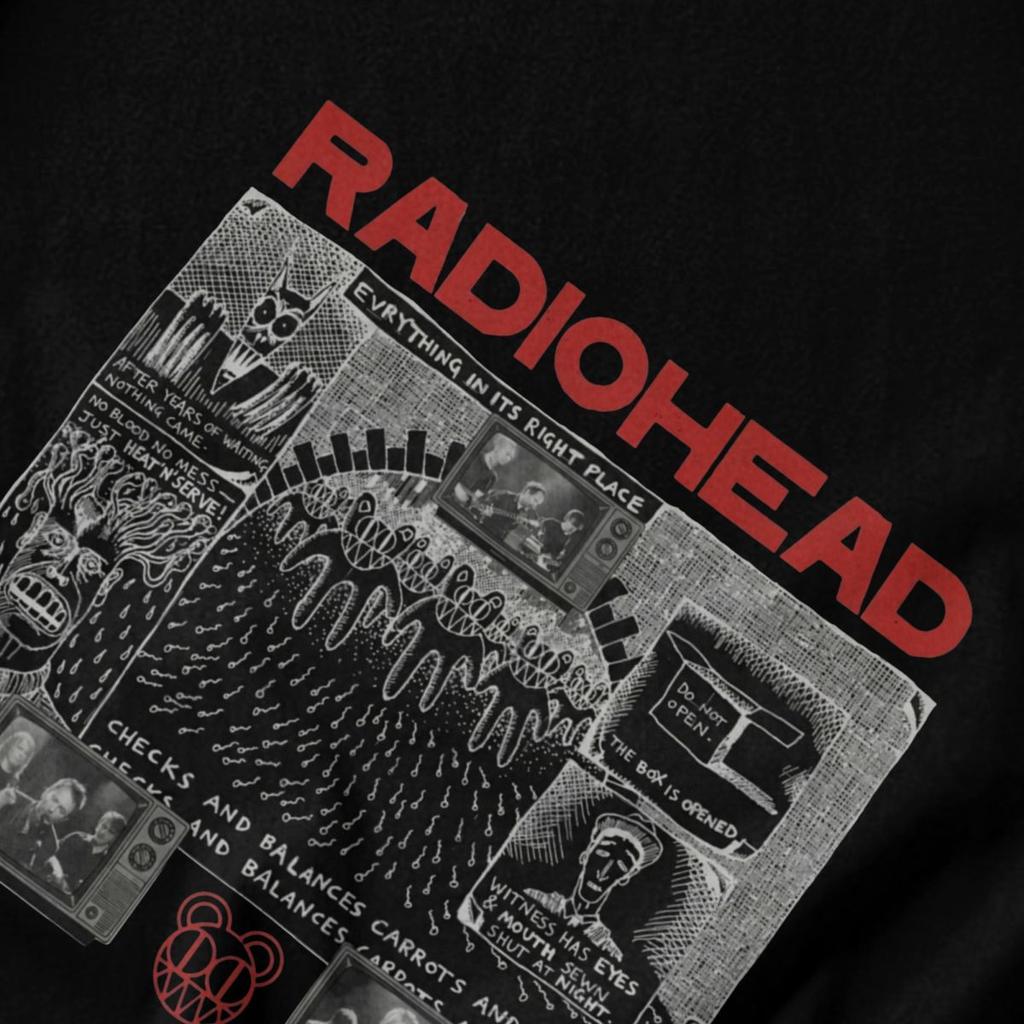 Men T Shirt Everything In Its Right Place Rock Radio Head Band Vintage Summer Y2K Graphic Oneck Unisex Clothing T Shirts