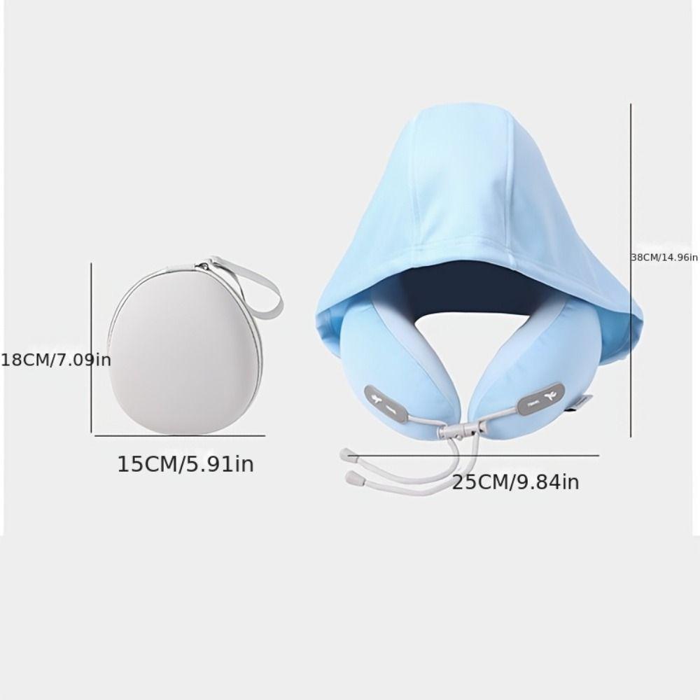Ice Silk Hooded Neck Pillow Soft U-Shaped Pillow 360° Full Support Travel  Pillow  Airplane