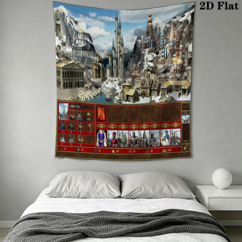 HoMM Game Wall Tapestry Aesthetic Wall Hanging Printed Fabric Blanket Decorative Tapestries for Bedroom Living Room Home Decor