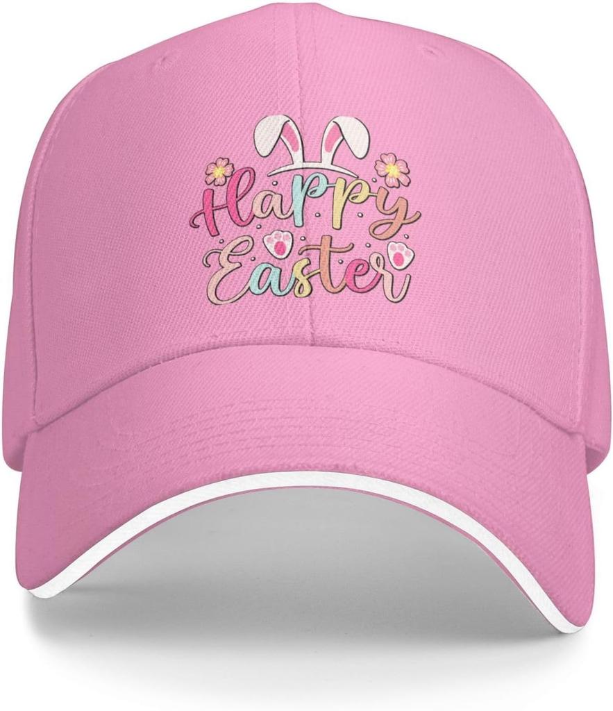 Happy Easter Bunny Ears Baseball Cap Polyester Casual Sun Protection Adjustable Adult Cap