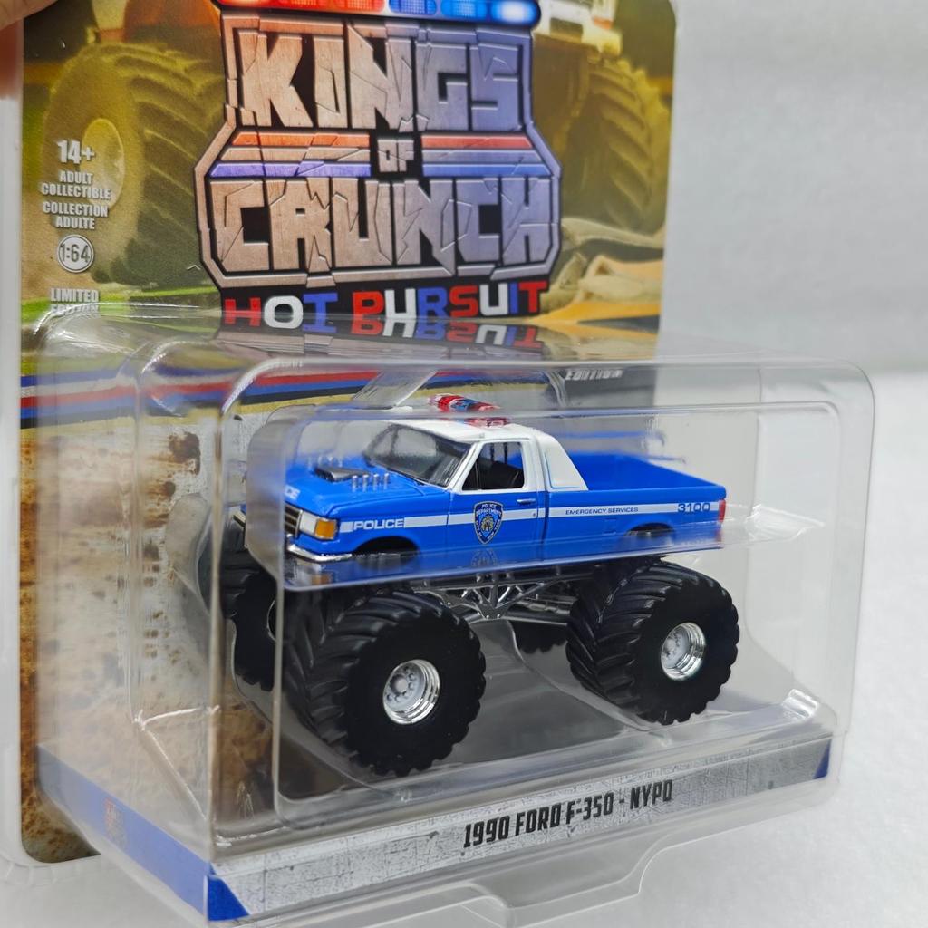 GreenLight 1:64 1990 F-350 NYPD Alloy Mini Car Model Decoration Ornament Toy Gift