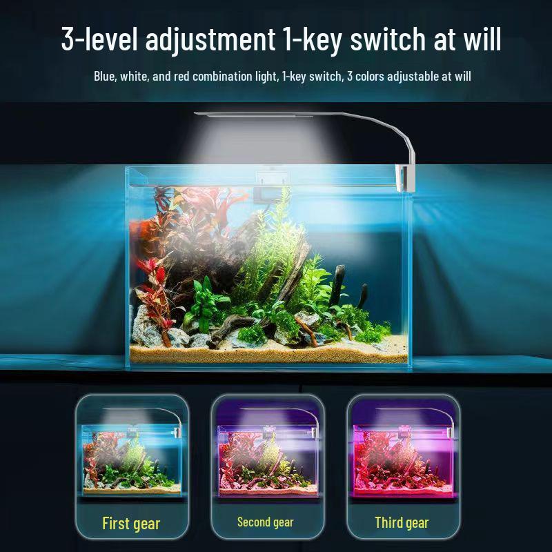Ultra-thin LED Fish Tank Light: Color-enhancing, Energy-saving, Splash-proof, Full Spectrum, Three-color Dimming Clip Light