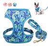 Nylon Dog Vest Harness Pet Lead Leash Breathable Padded Dogs Cat Harness With Belt Flower Print for Small Medium Large Dogs Cats