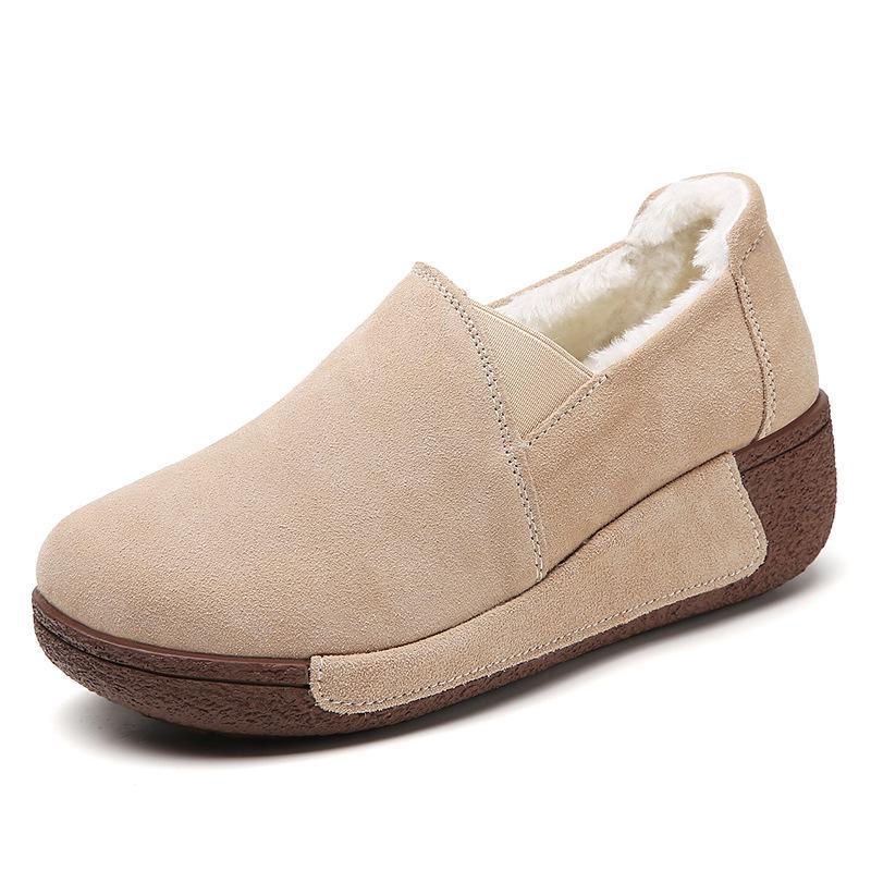 

Осенне-зимняя обувь Plus Velvet Warm Slip-On: Толстая подошва, усиленный дизайн для женщин среднего и пожилого возраста 41 абрикосовый