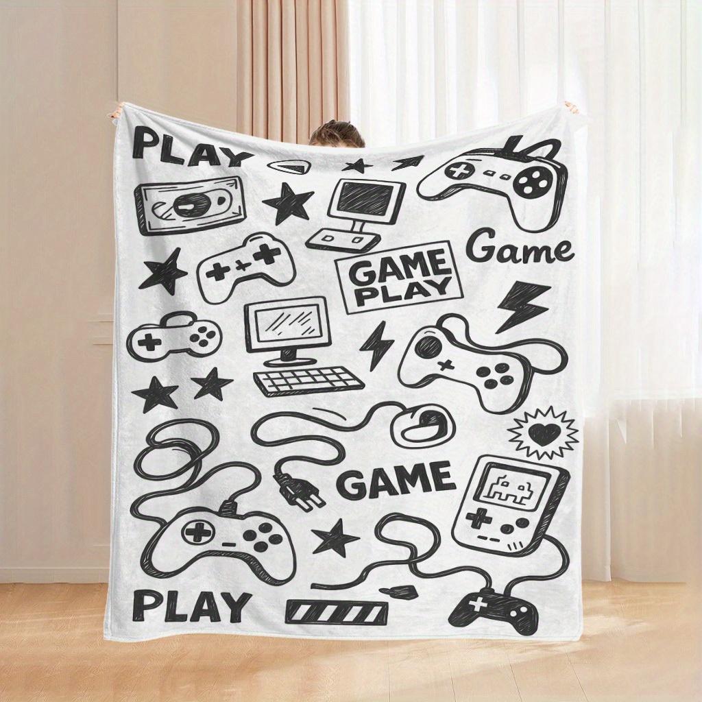 Gaming Print Flannel Blanket Controller Star Geometric AllSeason Gamer Holiday Gift Throw 75x100cm (30x40inch)