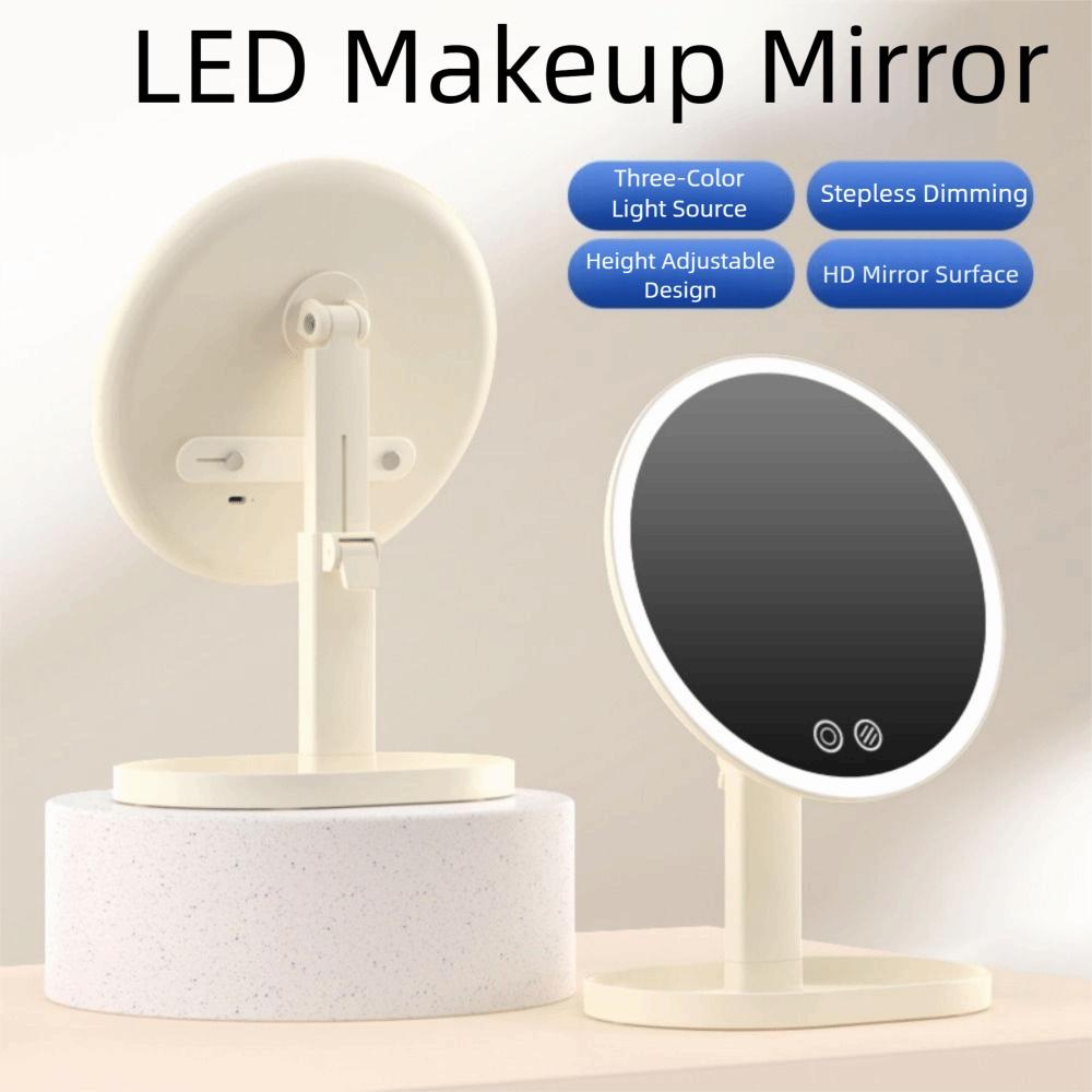 Tricolor Light Daylight Vanity Mirror Rotatable Portable Cosmetic Mirror  Travel