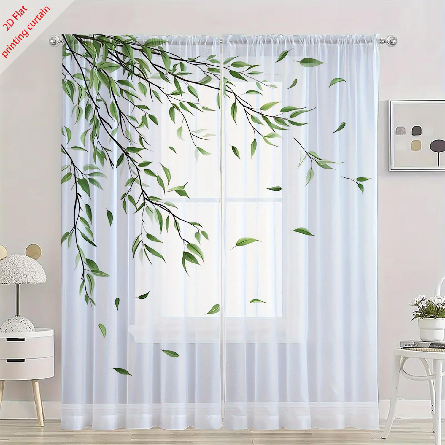 

2 pieces HD digital Falling leaves printed window screen home decor style decoration living room window screenin 100*130 Grommet Top 1pcs