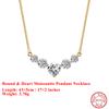 EFFIE QUEEN 925 Silver 14k Gold Round & Heart Cut Moissanite Pendant Necklace Romantic Jewelry for Women Valentine's Gift MON13