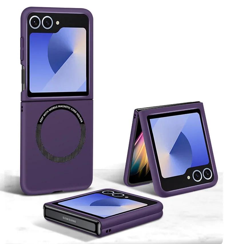 Luxusní Jednoduchý Ultratenký Jednobarevný Kryt na Telefon pro Samsung Galaxy Z Flip 7 6 5 4 3 Magnetická Přitažlivost Nárazuvzdorný Ochranný Kryt