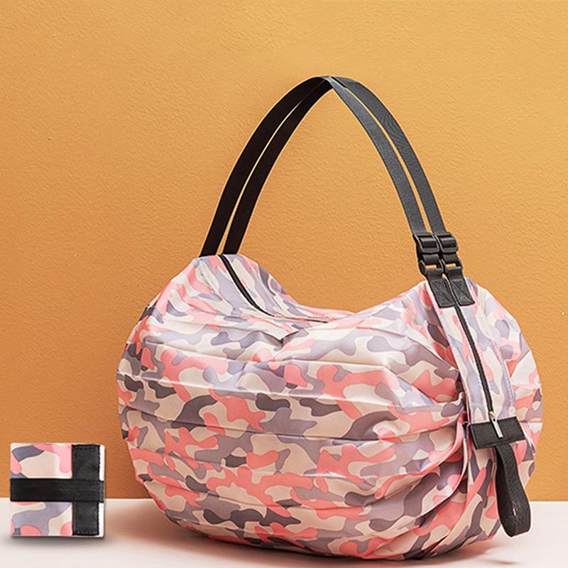 Foldable Handle Storage Bag, Portable Travel Handbag, Large Capacity Shopping Bag