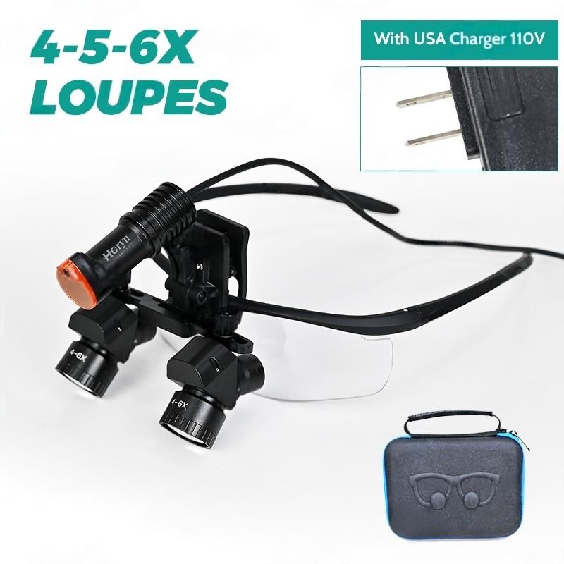 4X-6X Dental Loupes 5W Headlamp Binocular Medical Magnifier 300-600mm Pupil Adjustalbe Surgery Operation Lens Dental Equipment