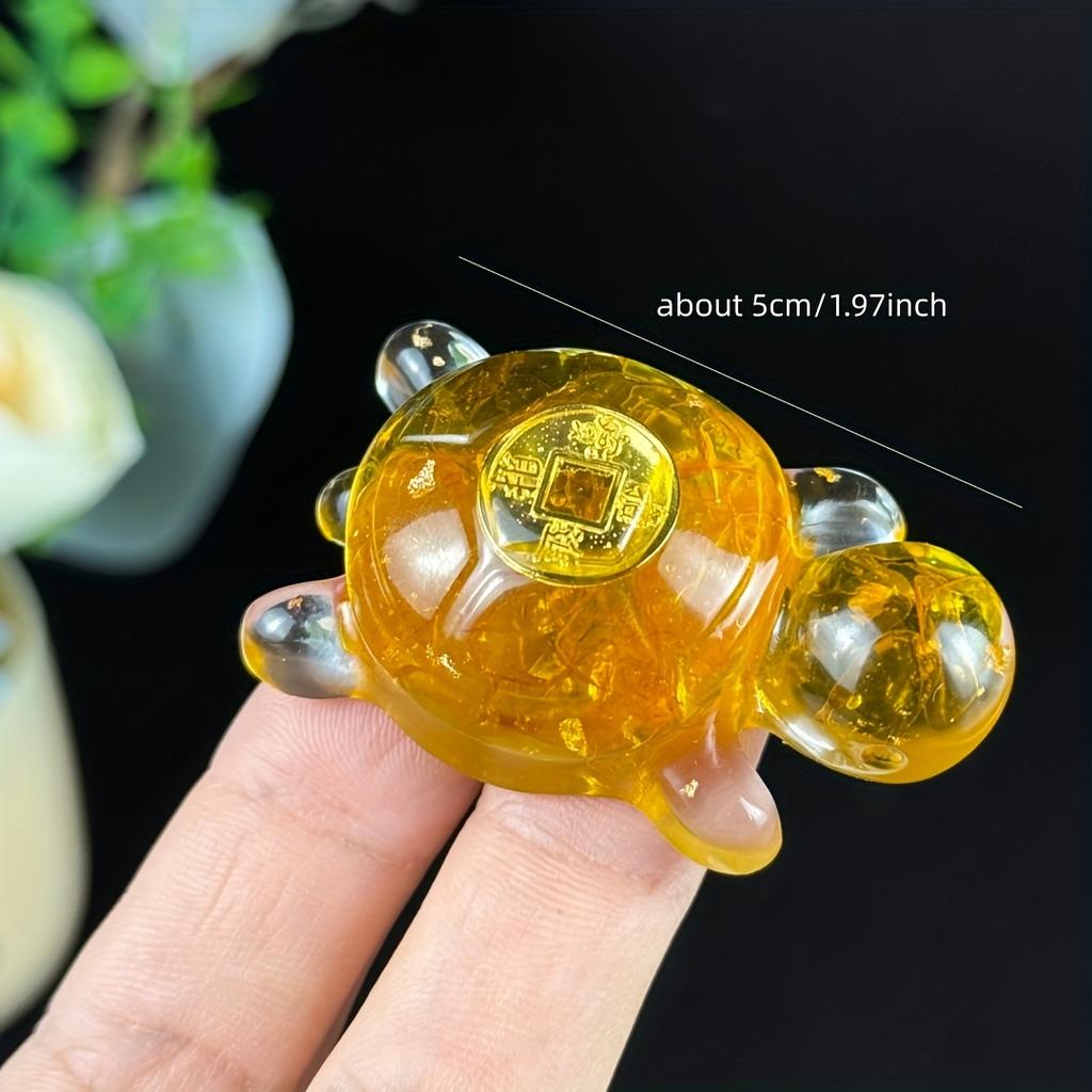 Lucky Turtle Ornament Feng Shui Mascot, Crystal Resin Decorative Turtle, Suitable for office/Buddhist Hall, Indoor Tabletop or Shelf Decoration