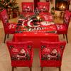 Christmas Chair Cover Tablecloth Set Stretch Santa Print Holiday Dinner Party Decor