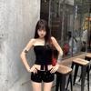 #Summer new pure desire sexy straps clean word circumference thin women's fixed with chest pad versatile top