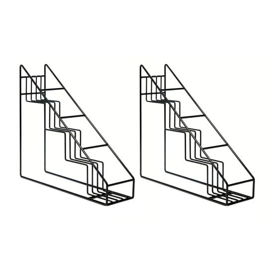 Yousheng Tiered Wine Rack Trapezoidal Step Design Metal Storage Shelf 4-Bottle Holder Kitchen Organizer Coffee Syrup Container Rack