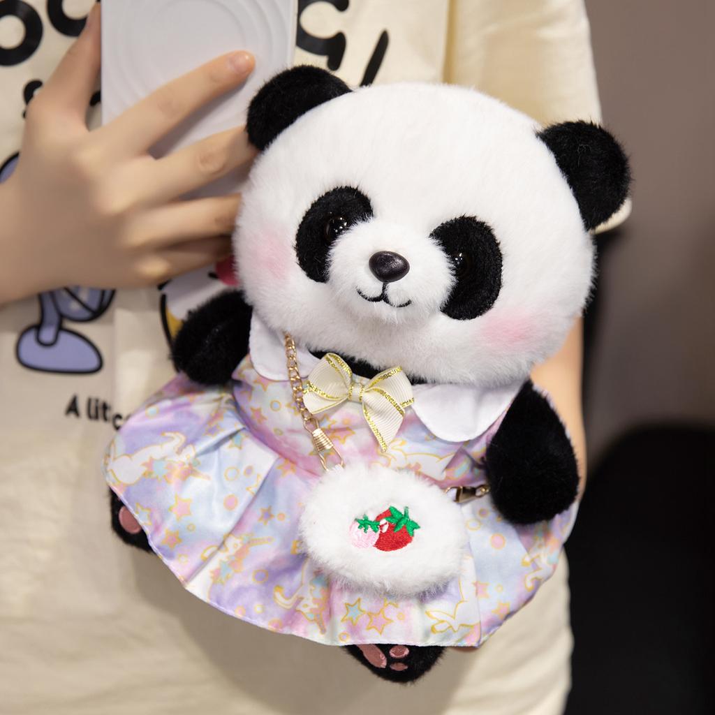 Cute Cute Dressed Panda Doll Plush Toy Black And White Panda Doll Children Accompany Soothing Doll