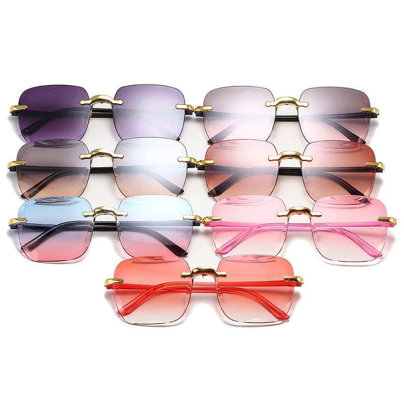 6 European and American Frameless Square Sunglasses Fashion Trend Trimmed Frameless Sunglasses Women's Street Show Sunglasses